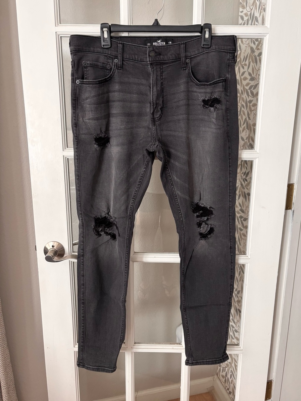 HOLLISTER Super Skinny Advanced Stretch Jeans Distressed Washed Black 36 x 32